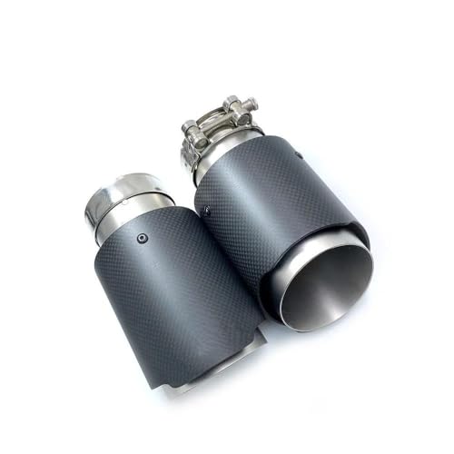 Tubo de escape de fibra de carbono mate con punta de acero de 63-101 mm 2
