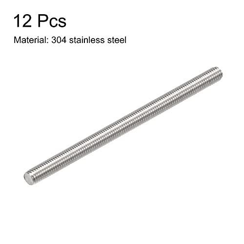 sourcing map 12 Stück M8 x 130mm Vollgewindestange aus Edelstahl 304 Rechtsgewinde