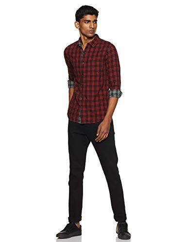 Image of Spykar Men's Checked Slim Fit Shirt