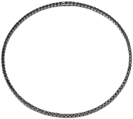 Fashion 3-6.5MM Black Moissanite Necklace for Men Women Round Cut S925 Sterling Silver Diamond Necklace Tennis Ideal for Daily Wear Cocktail Party 16-24 Inch