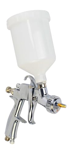 Pistola para pintar con vaso superior, boquilla de 1.7mm, capacidad de 600ml. Diseñada para: trabajos de pintura y acabado.
