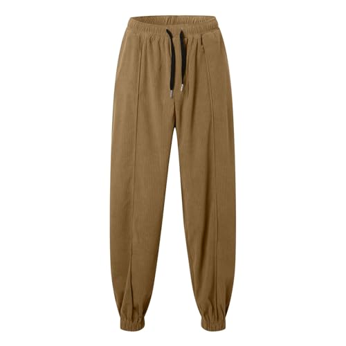 Men’s Jogging Corduroy Sweatpants with Pocket Thin Fleece Elastic Waist Baggy Slacks Casual Hiking Pants for Men4