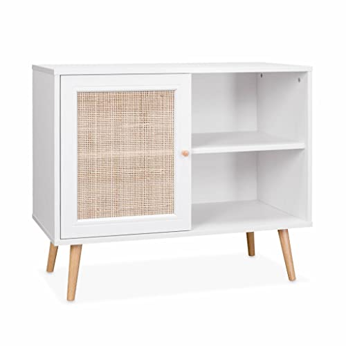 Alice's Home Sideboard Weiß mit Rattangeflecht 80 x 39 x 65,8 cm - 2...