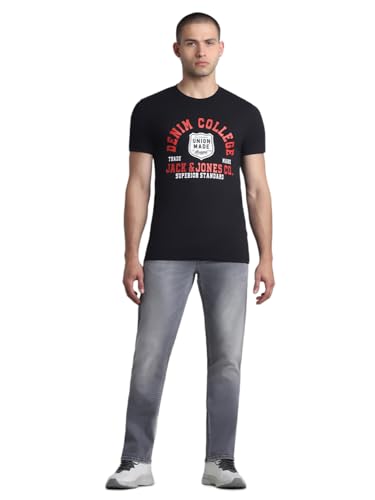 Image of Jack & Jones Men's Cotton Letter Print Slim Fit T-Shirt