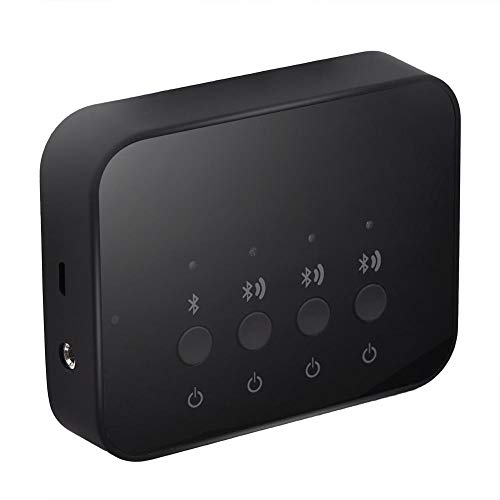 Adaptador de audio Bluetooth, Adaptador de audio estéreo inalámbrico de 1 entrada y 3 salidas Dispositivo para compartir música Bluetooth 4.0 Divisor de audio de 3,5 mm, Conexión por cable/inalámbrica