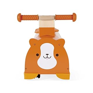 Janod - Porteur Enfant Multidirectionnel Hamster - Jouet en Bois - Casier Intégré - 4 Roues, Coins de Protection en Silicone - De 1 à 3 Ans, J08050