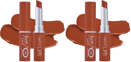 Image of JERSEY GIRL BY FASHION GIRL Kiss Proof Lipstick | Water Resistant & Smudge Proof | Non-Drying | Lightweight | Long Stay | Creamy Matte Lipstick For Women | (SHADE NO-19 CHILLI, 2g) (Pack of 2)