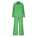 Lounge Sets for Women 2 Piece Lapel Long Sleeve Button Down Shirt Top and Wide Leg Pants Set Plus Size Casual Outfits Green