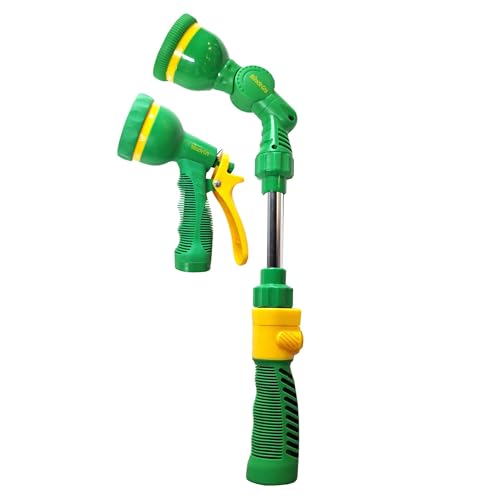 Miracle-Gro Watering Tool Kit – Includes 17 in. 6-Pattern Garden Hose Wand and 9-Pattern Heavy-Duty Spray Nozzle with Adjustable Spray Settings for Watering, Gardening, and Outdoor Use