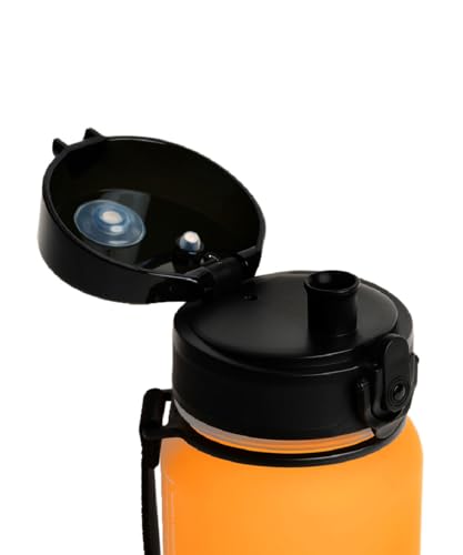 Image of TEGO Rise Tritan Water Bottle | 800ml Secure Flip Lock Lid | BPA-Free, Durable & Impact-Resistant | Wrist Strap for Easy Carry | Hydration Tracker | Gym, Office, Travel Water Bottle (Orange)