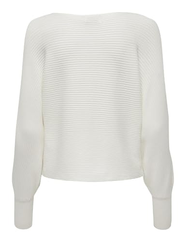 ONLY Damen Onladaline L/S Short Pullo KNT Noos Strickpullover Mit U-Boot-Ausschnitt 15226298,Snow White,M – Ansicht 4