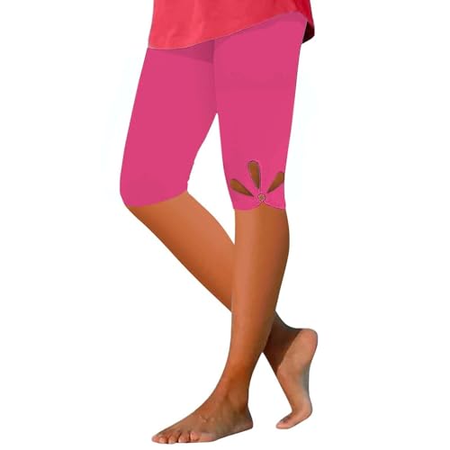 Holiday Deals Spring The Sale Running Capris with Pockets Pantalones Capri para Mujer Womens Running with Pockets Big Spring The Deal Womens Cropped Leggings for Women Stretch Hot Pink Xx-Large