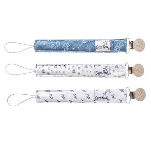 Image of Copper Pearl Pacifier Clip 3-Pack: Premium Knit Binky Clips for Baby Girls and Boys - Stylish Stainless Steel Pacifier Holder Clip - Baby Pacifier Clips for No More Floor Drops - Wizarding World™