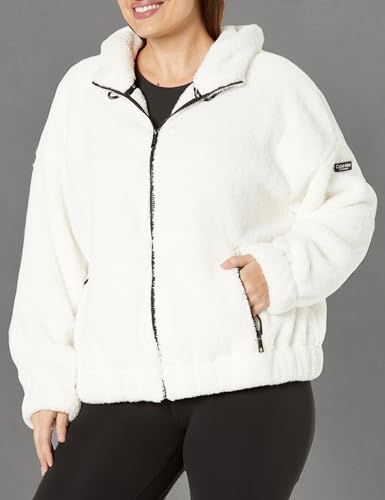 Calvin Klein Women's Plus Rope Detail Oversized Hoodie Sherpa Zip Up Jacket3