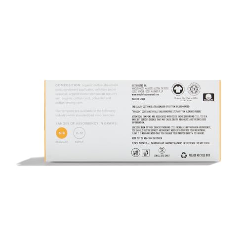 365 by Whole Foods Market, Tampons with Cardboard Applicators, Regular Absorbency, Made with Organic Cotton, Unscented, 16 Count - Image 3