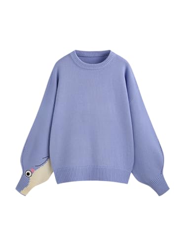 Image of CIDER Women's Goose Graphic Sweater Cute Knit Chunky Cropped Sweater Pullover Tops
