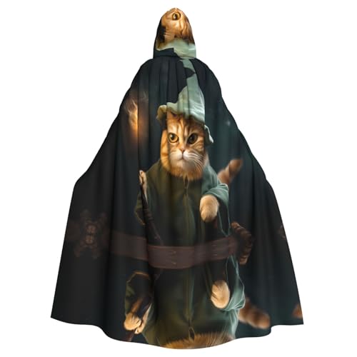 Cape longue de fête chat magicien manteau adulte pour Halloween