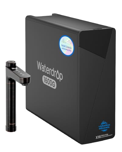 Image of Waterdrop X16-BAQ Alkaline Mineral Reverse Osmosis Water Filter, 1600 GPD | NSF /ANSI 42 & 58 & 372 Certified, 11-Stage Filtration, Under-Sink RO filter, 3:1 Pure to Drain, Smart Bronze Faucet, BPA-Free