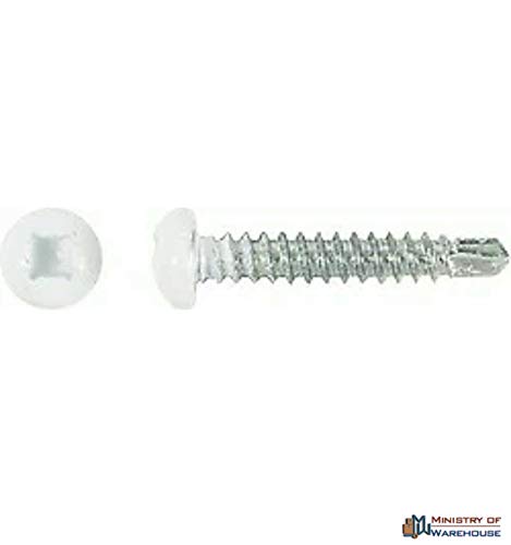 100 tornillos autorroscantes #8 x 1" cabeza pan blanca miniatura 2