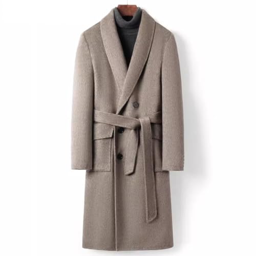 Double-sided Cashmere Coat Men's mid-length Double-breasted Bathrobe collar Woolen coat