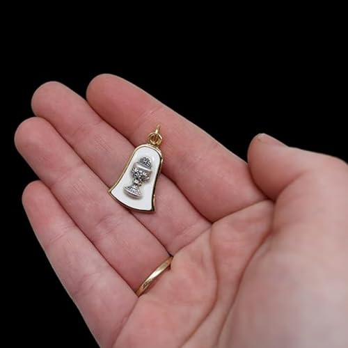 needzo first communion gift set for boys - gold plated tie clip ihs bell medal and brass wall cross 3 items included