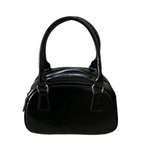 Womens Shoulder Bag PU Leather Handbags Korean Bowling Bag Fashion Crossbody Bag Shopping Bag for Daily