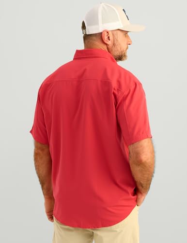 Image of HUK Men's Tide Point Kc Scott Original Artwork Short Sleeve Shirt, Fishing Button Down