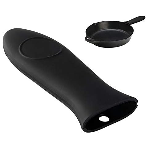 Brussels08 1Pc Heat-Resistant Silicone Hot Handle Holder Pot Sleeve Grip Handle Cover Potholder Sleeve Cookware Handles for Cast Iron, Pans, Metal Frying Pans, Skillets, Griddles Black Cover
