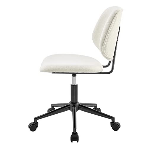 New Pacific Direct Noah Fabric Swivel, Fuzzy Ivory Home Office Chair, Beige #TOP4