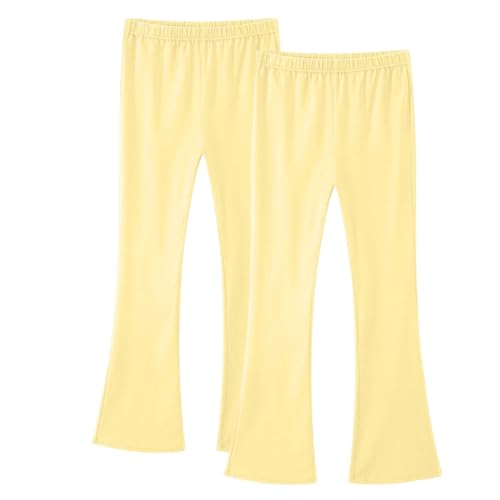 2 Pack Girl's Leggings High Waisted Flare Pants Yoga Bootcut Pants Solid Color Soft Full Length Bell Bottoms
