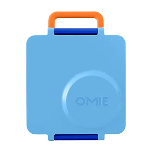 OmieBox Bento Box for Kids - Insulated Bento Lunch Box with Leak Proof Thermos Food Jar - 3 Compartments, Two Temperature Zones for Hot & Cold Food - (Blue Sky) (Single, Stainless Steel)