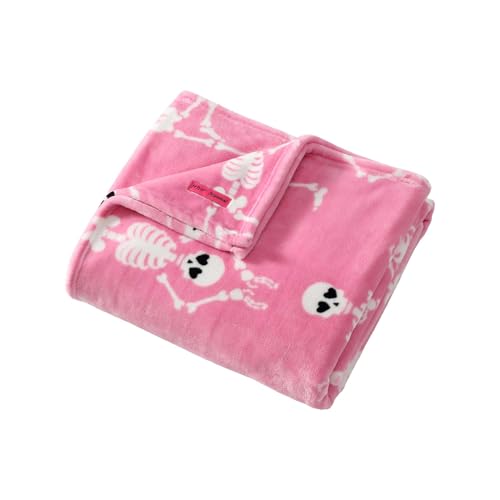 Image of Betsey Johnson - Blanket, Buttery-Soft Throw Blanket for Couch or Bed, Boldly Plush & Oversized Bedding (Yoga Skeleton Pink, 50 inch x 70 inch)