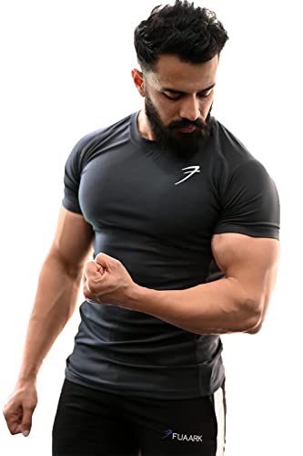 Image of Round Neck Half Sleeves Gym Workout Solid Sports and Gym T-Shirt for Men