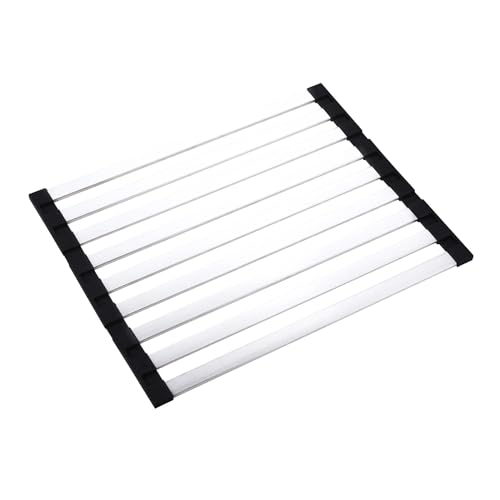 Genérico Escurridor Enrollable Soporte for Fregadero de Cocina, escurridor, Acero Inoxidable for y Platos, Cesta Drenaje Plegable retráctil(35x32.5cm)