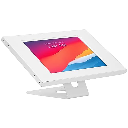 Image of Mount-It! Anti-Theft Tablet Kiosk, Locking Tablet Enclosure with Counter Top and Wall Mount Base, Universal Enclosure for iPads Gen 7, 8, 9 and 10, iPad Pro, iPad Air, White