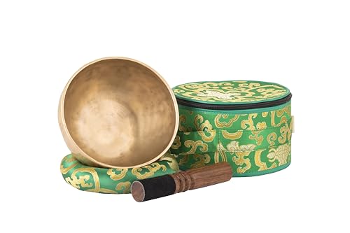 6-Inch Premium Grade Tibetan Singing Bowl for Mindfulness, Relaxation, Healing, Yoga Meditation & Sound Therapy ~ Fits perfectly in Palm~ Comes with Mallet, Cushion & Carrying Case ~ Handmade in Nepal