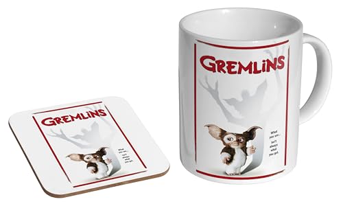 Image of mugmart Gremlins Gizmo 1984 - Ceramic Coffee Mug + Coaster Gift Set - ute Horror Movie 1984