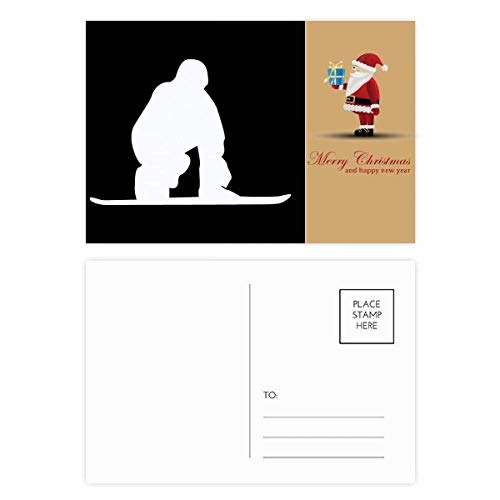 Cartes postales Père Noël skateboard noir pour correspondance hivernale et art urbain