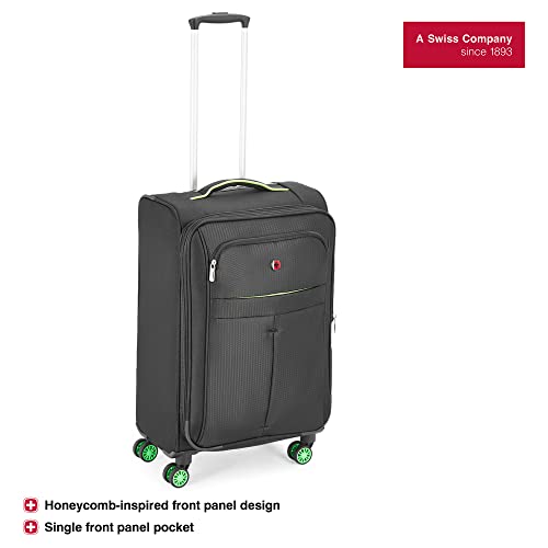 Image of WENGER Fiero-Pro Medium Softside Suitcase, 69 litres, Black /Green, Swiss Designed, 612095