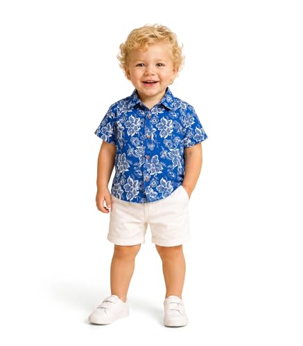 Image of A.T.U.N. (ALL THINGS UBER NICE) Boys 100% Cotton Printed Shirt | Half Sleeve Smart Casual Shirt for Kids | Soft Breathable Button Placket Top