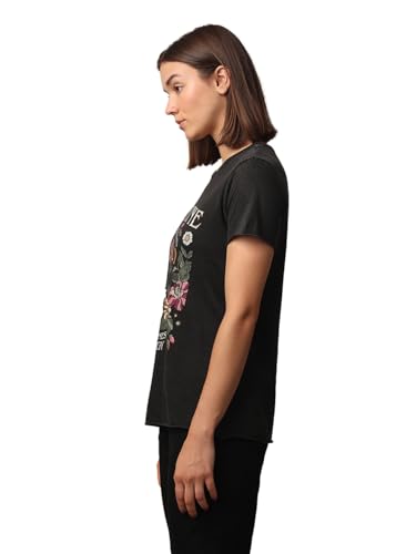 Image of Only Women's ONLLUCY Life REG S /S Western TOP Box JRS T-Shirt, Black /Print: