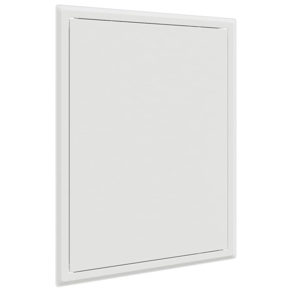 Puerta de acceso blanca 43,5 x 33 x 3 cm de acero con ángulo de apertura de 140°, tapa de revisión resistente a la intemperie para pared, techo, suelo, puerta de inspección para sanitarios