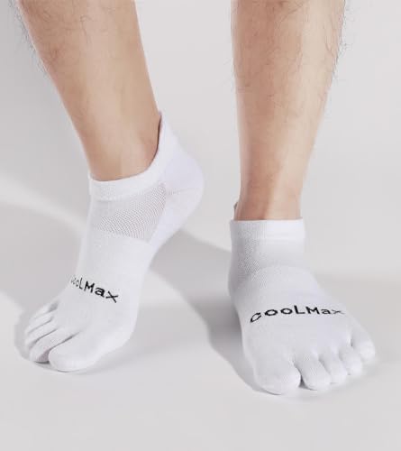 Toe Socks for Men and Women Coolmax Five Finger No Show Athletic Running High Performance Lightweight 3 Pairs3