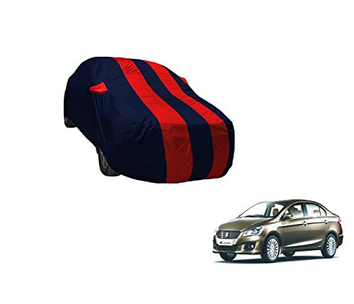 Image of Auto Hub Car Cover Compatible with Maruti Ciaz with Weather Proof, Mirror Pocket, Triple Stitched, Ciaz Car Cover- Navy-Red