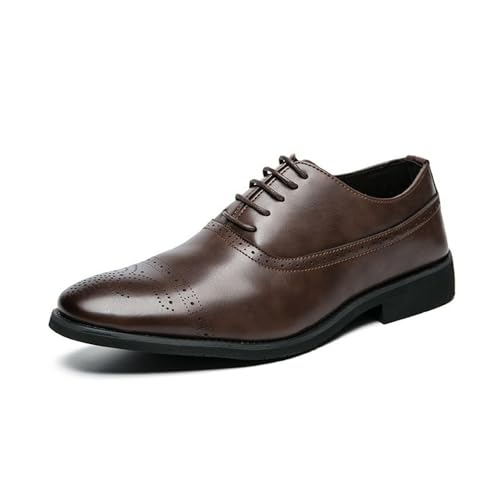 Elegant Leather Lace Up Oxford Shoes for Men Comfortable Breathable Design Perfect for Work and Special Events