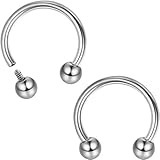 [ORAZIO]【2点セット】ボディピアス 16g 軟骨ピアス 鼻 リング ピアス レディース メンズ 耳 鼻 唇 チタン ピアス 金属アレルギー対応 ボール コーン ヘリックス ピアス 軟骨 アクセサリー 8mm 10mm (シルバーボール-16g/8mm)