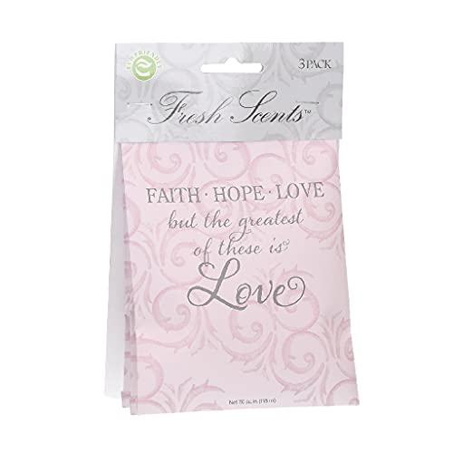 Willowbrook | Fresh Scents Scented Sachet Packet | Faith Hope Love | Air Freshener Bags for Drawers, Closets, Cars | 3 Pack | Long Lasting Home Fragrance