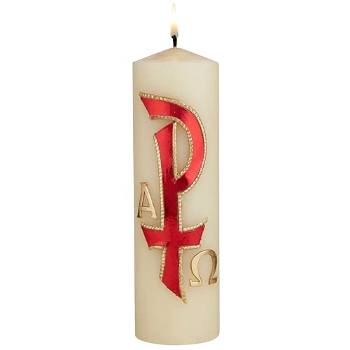 Bougie de baptême Alpha et Omega, le cadeau chrétien idéal pour parrain et marraine