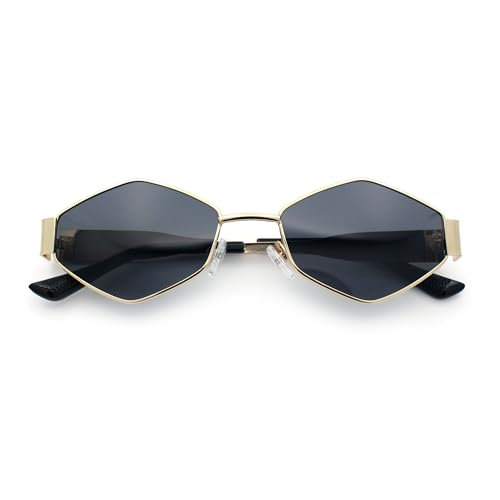 Retro Diamond Shape Hustler Metal Rim Gangster Sunglasses