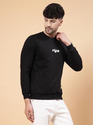 Image of Rigo Fleece Printed Round Neck Sweatshirt for Men | Full Sleeves Sweatshirt for Men | Casual Wear & Stylish Sweatshirts for Men